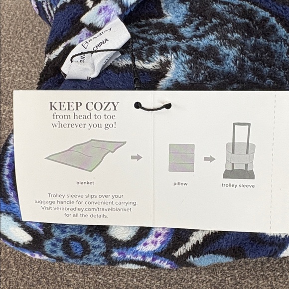 VERA BRADLEY Tropics Tapestry Floral Travel Throw / Pillow 60x45” NEW with tags! - Picture 5 of 5